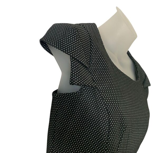 Calvin Klein Midi Dress Polka-Dot Sheath Women's Size 6 Cap Sleeves Black White - Picture 7 of 12